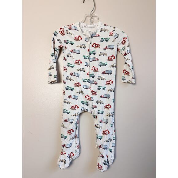 Little Me Other - Little Me Bamboo Sleeper 9M Cars Print Double Zip Footie Pajamas Baby GUC